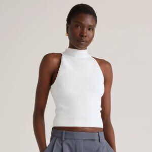 NWT Quince Cropped High Neck Ribbed Knit Tank